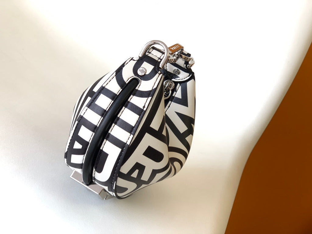 Fendi Fendigraphy Mini 16 in White Mix Black Smooth Calfskin Silver Hardware Bag
