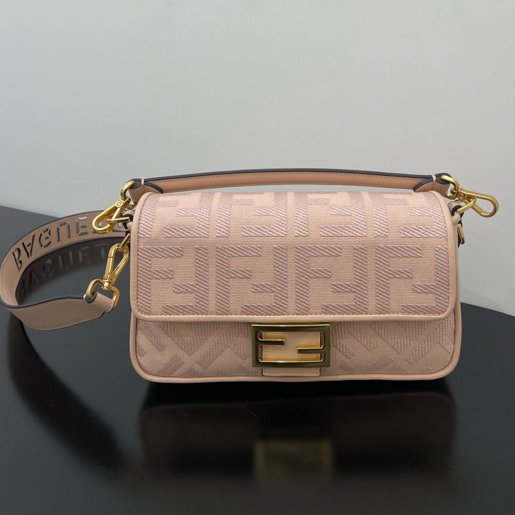 Fendi 26 Baguette Light Pink Nappa Leather Bag with Gold Hardware