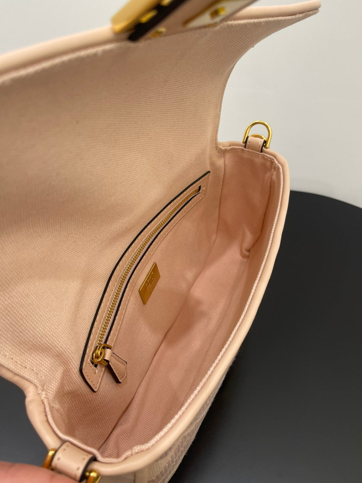 Fendi 26 Baguette Light Pink Nappa Leather Bag with Gold Hardware