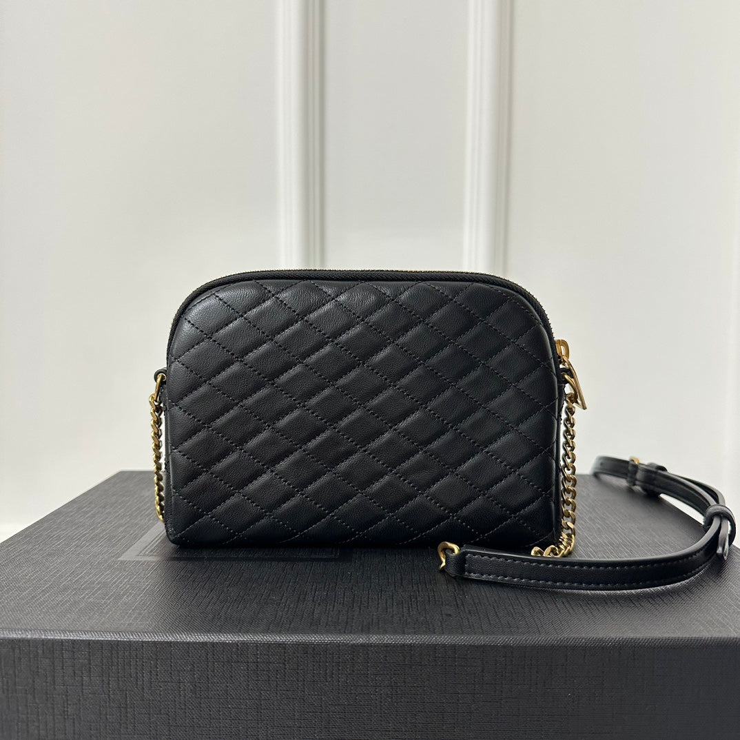 Saint Laurent Gaby 19 Zipped Pouch in Quilted Black Lambskin