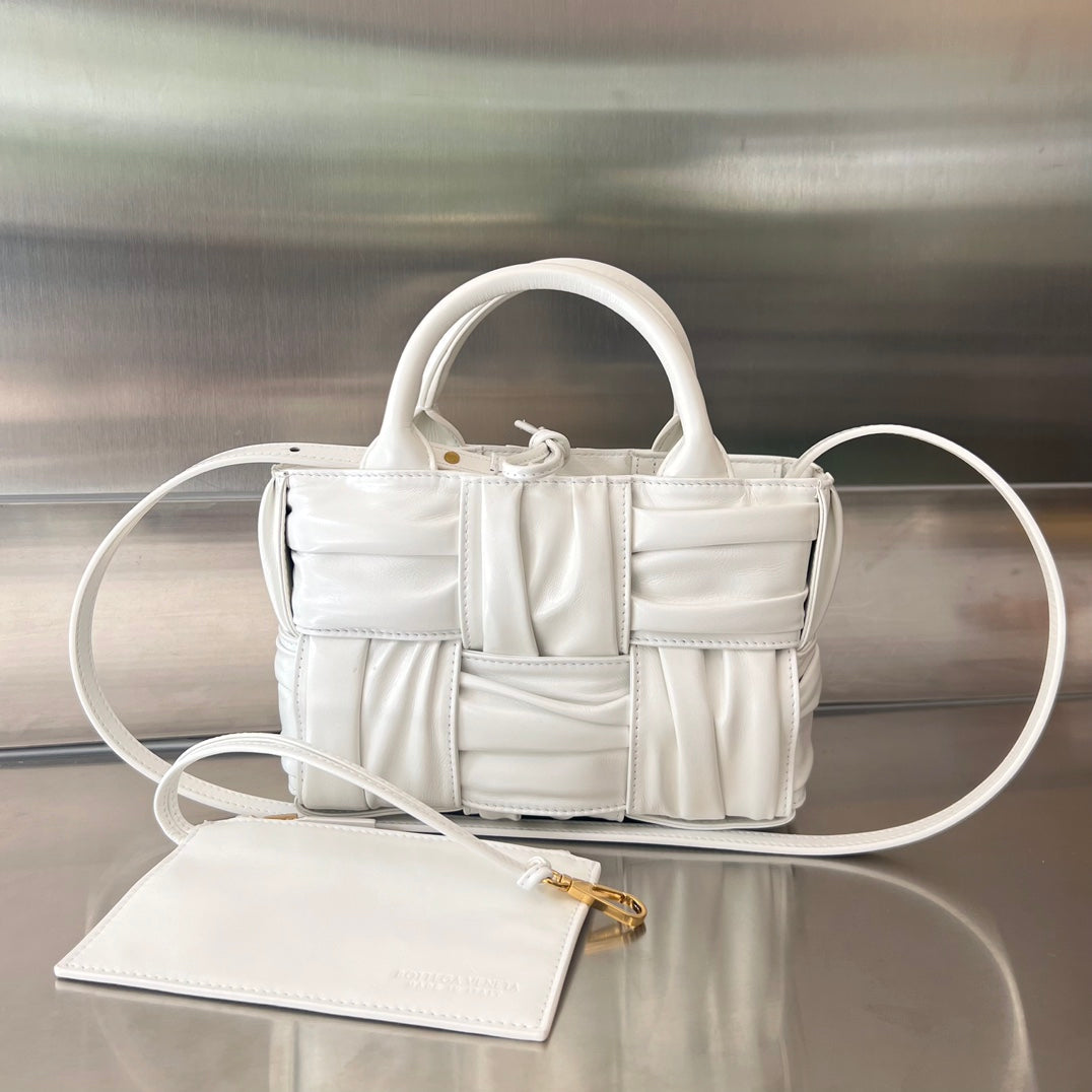 Bottega Veneta Candy Arco Tote 20 in White Soft Lambskin
