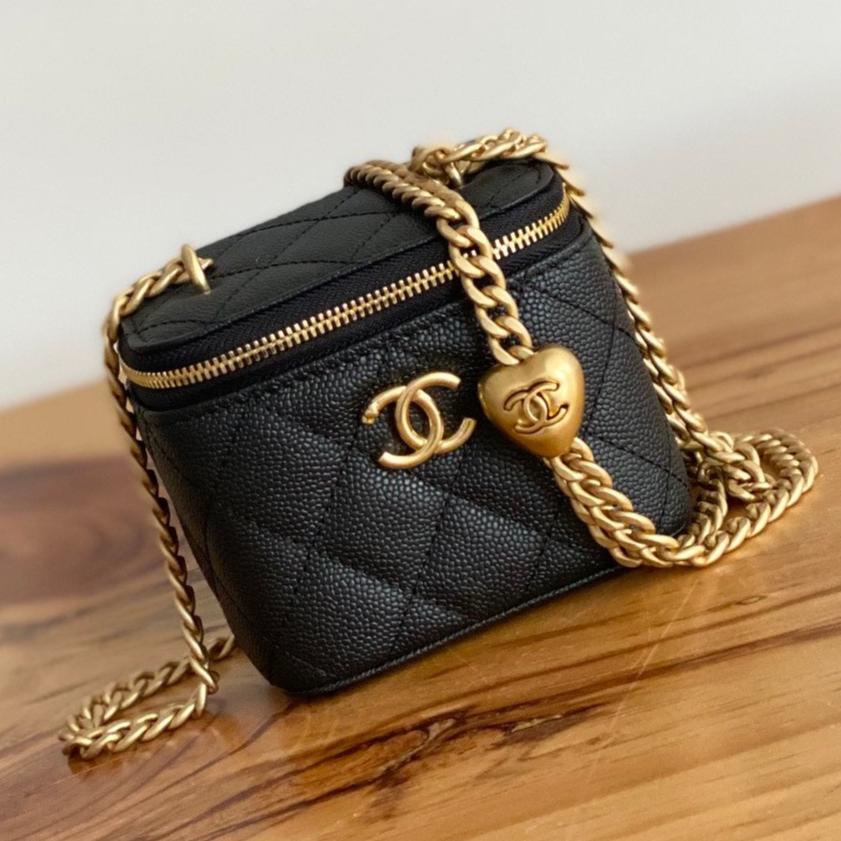 Chanel Mini 10 Vanity in Black Calfskin Gold Hardware Bag