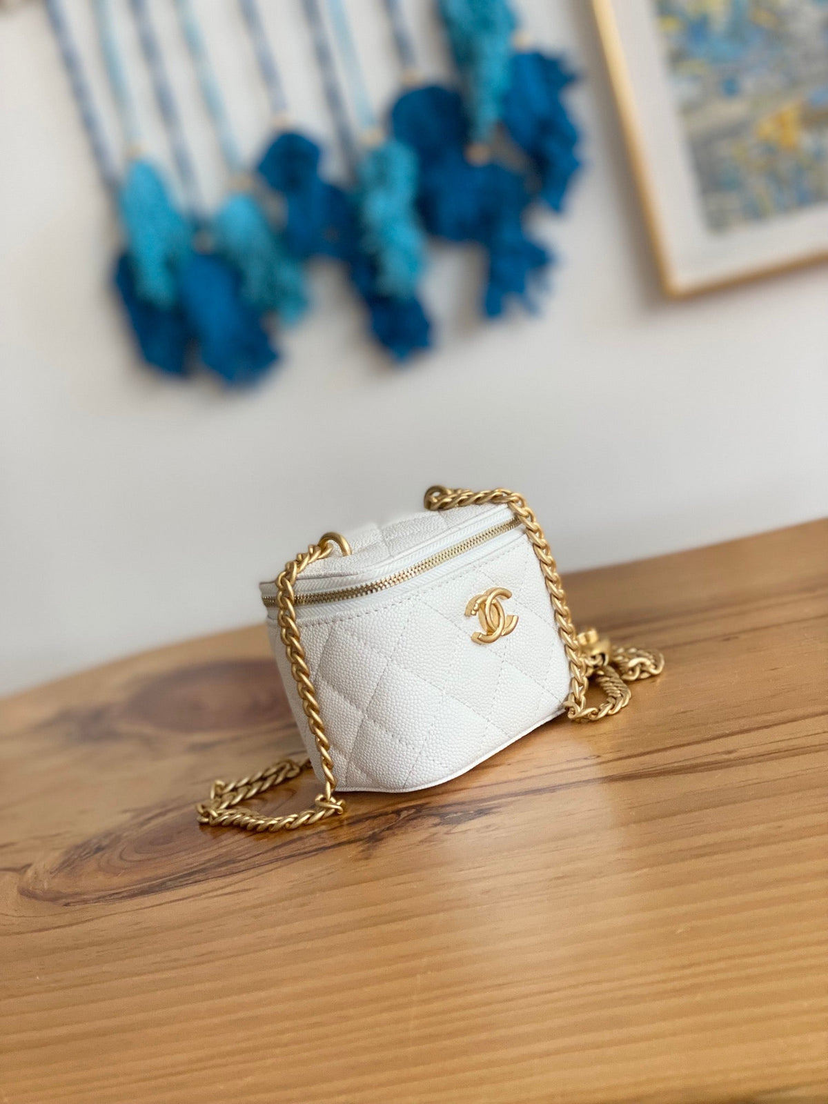 Chanel Mini 10 Vanity in White Calfskin Gold Hardware Bag
