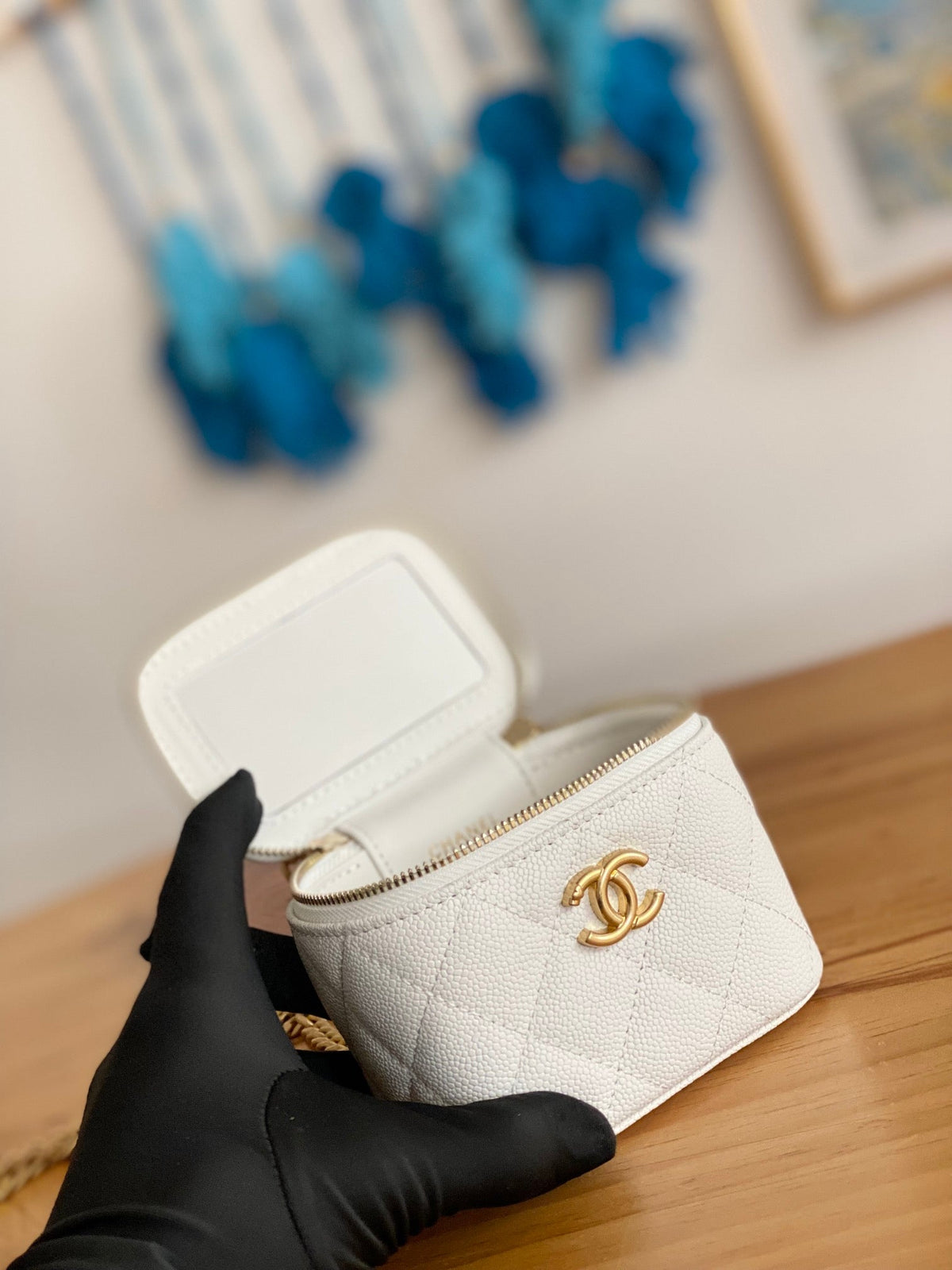 Chanel Mini 10 Vanity in White Calfskin Gold Hardware Bag