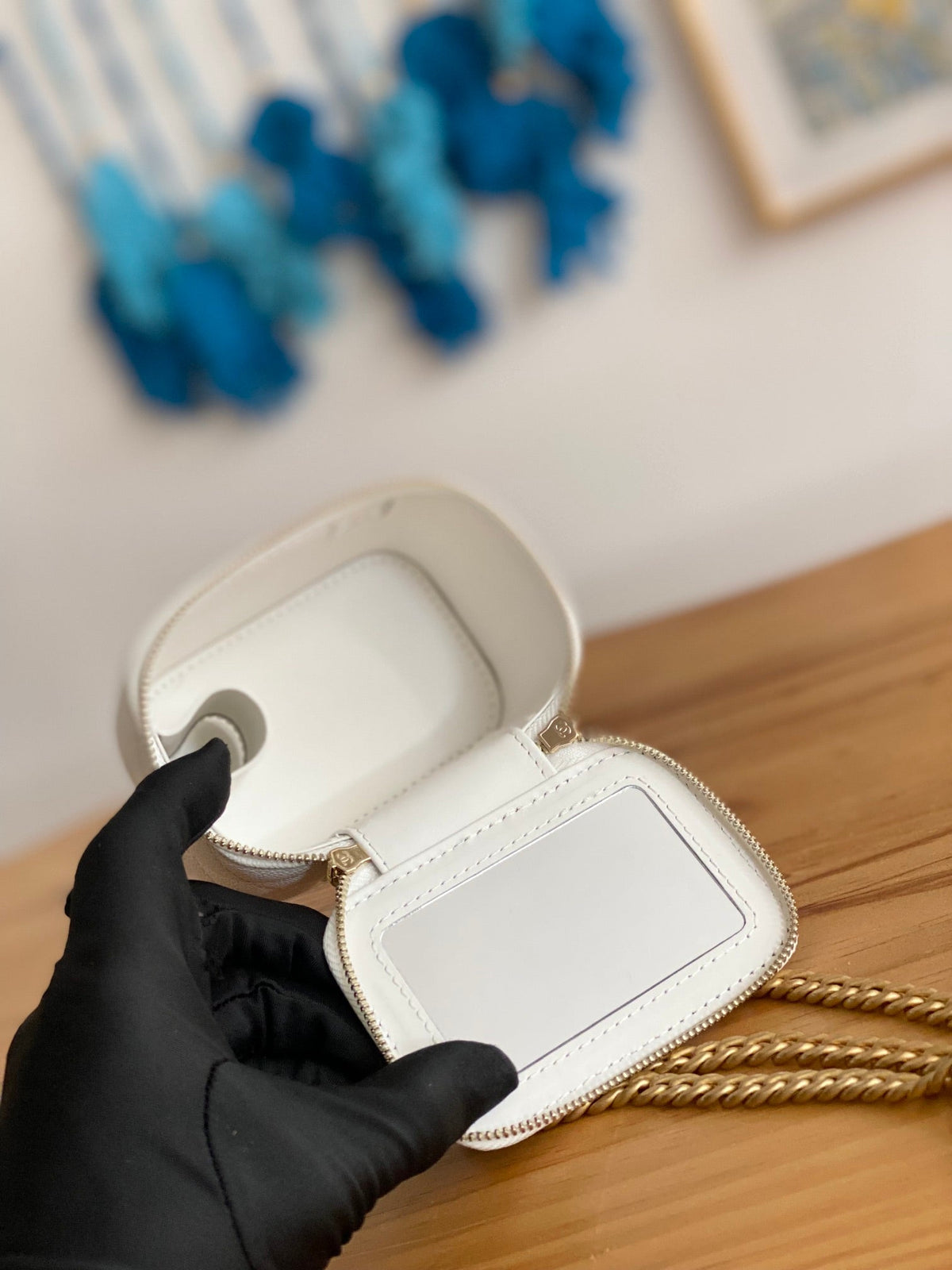 Chanel Mini 10 Vanity in White Calfskin Gold Hardware Bag