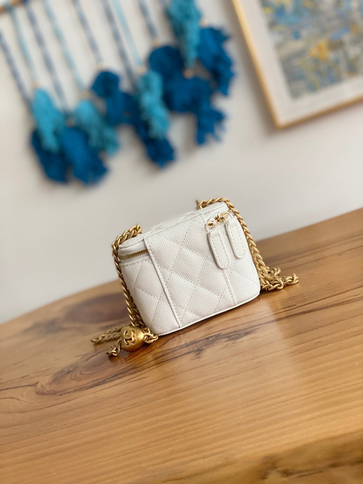 Chanel Mini 10 Vanity in White Calfskin Gold Hardware Bag