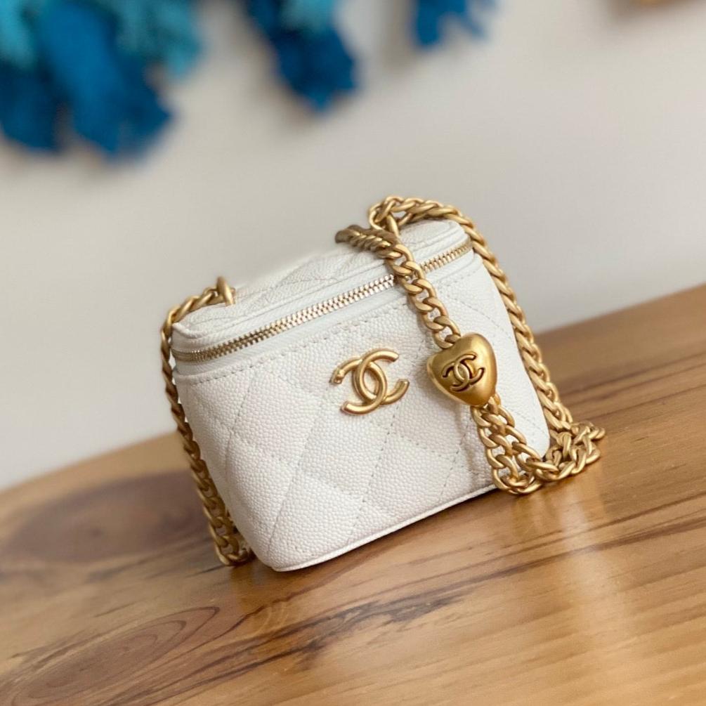 Chanel Mini 10 Vanity in White Calfskin Gold Hardware Bag