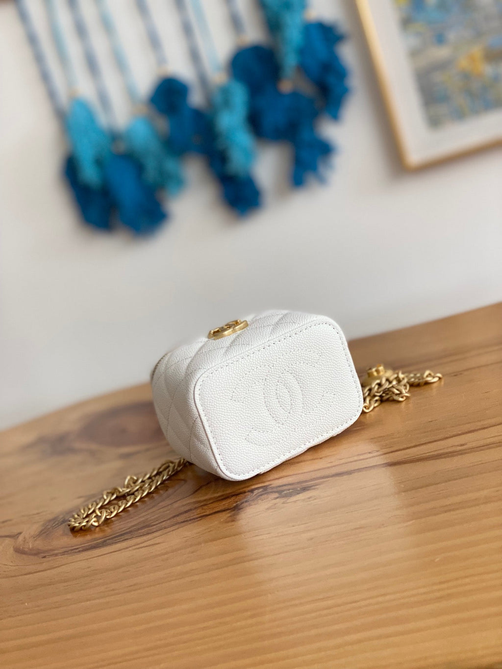 Chanel Mini 10 Vanity in White Calfskin Gold Hardware Bag