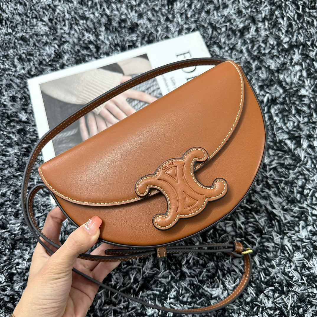 Celine Besace Triphome 23 Cinnamon Brown Calfskin Bag