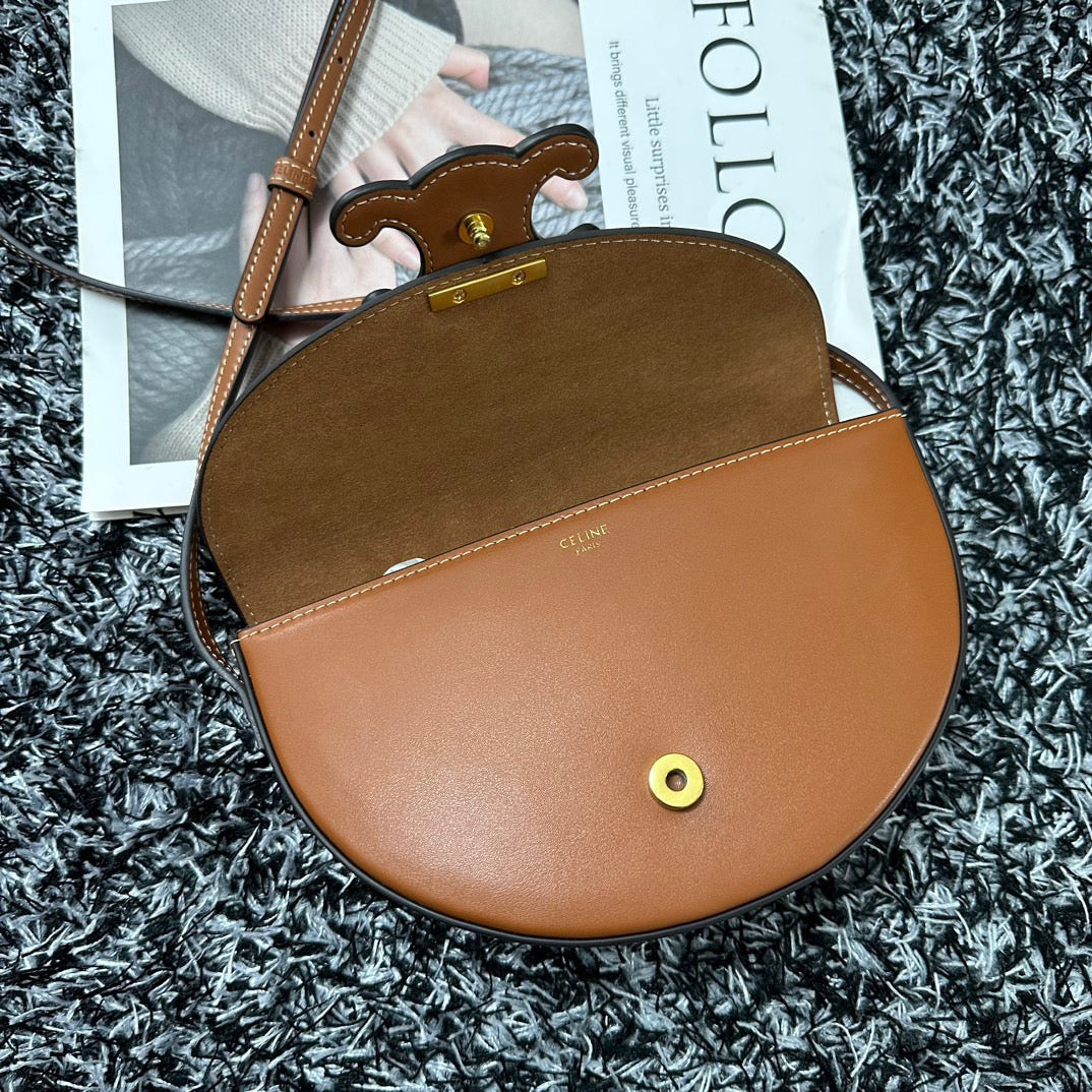 Celine Besace Triphome 23 Cinnamon Brown Calfskin Bag