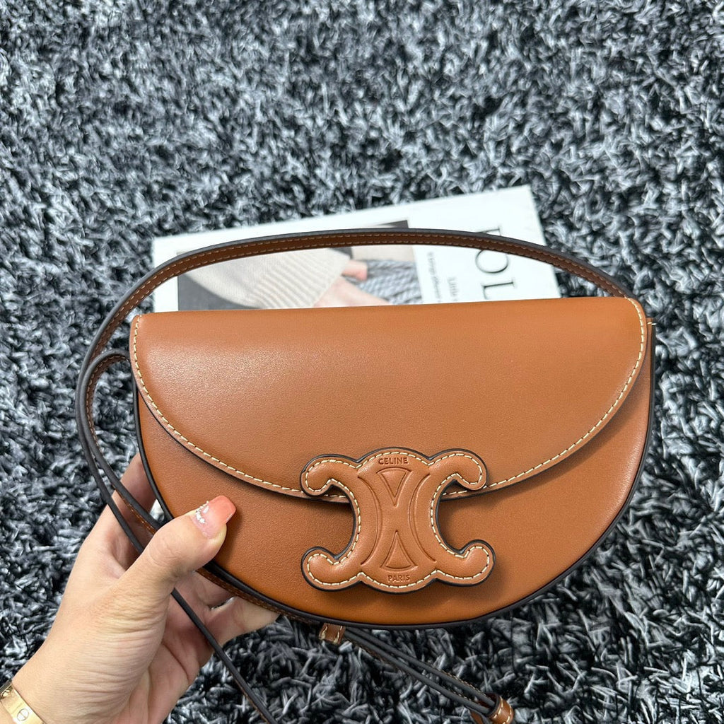 Celine Besace Triphome 23 Cinnamon Brown Calfskin Bag