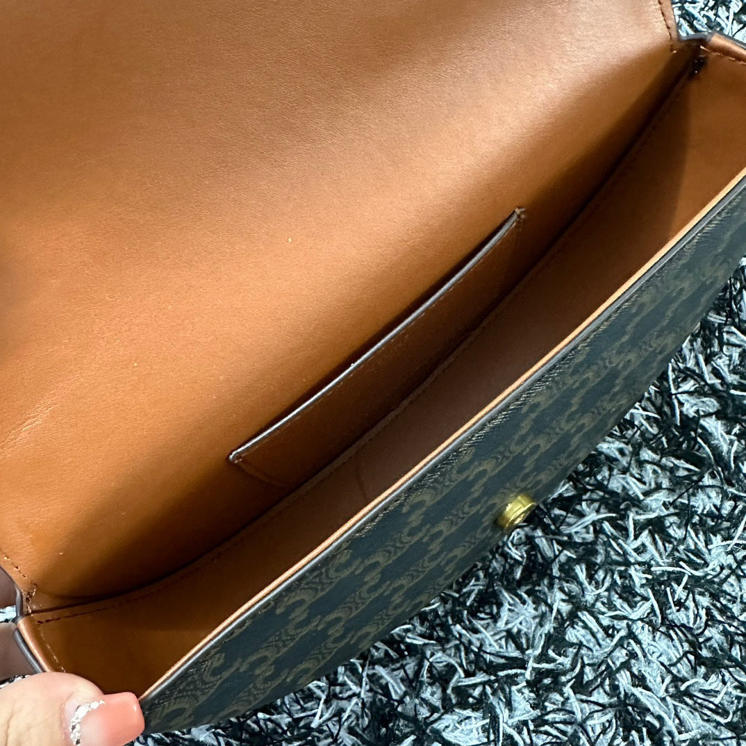 Celine Besace Triphome 23 Black Pattern Calfskin Bag