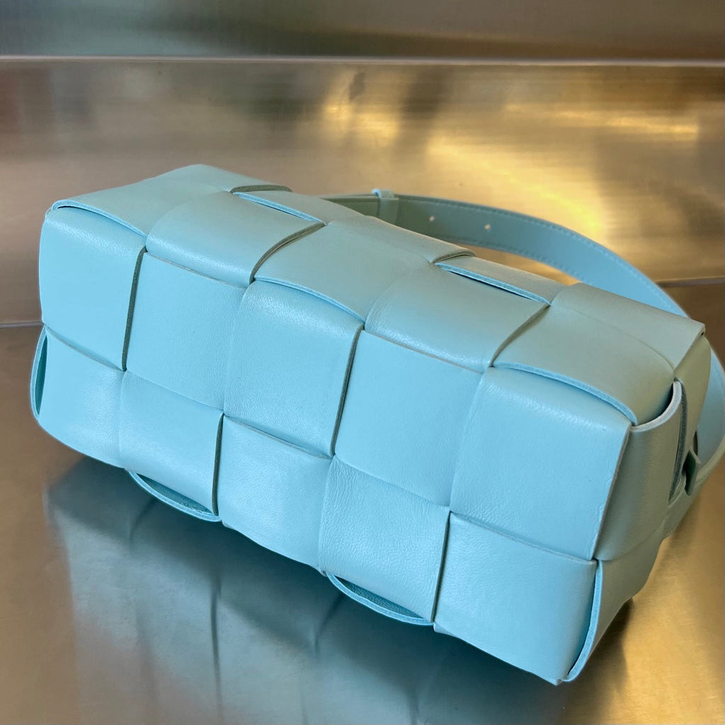 Bottega Veneta Brick Cassette 28 in Sky Blue Calfskin Bag