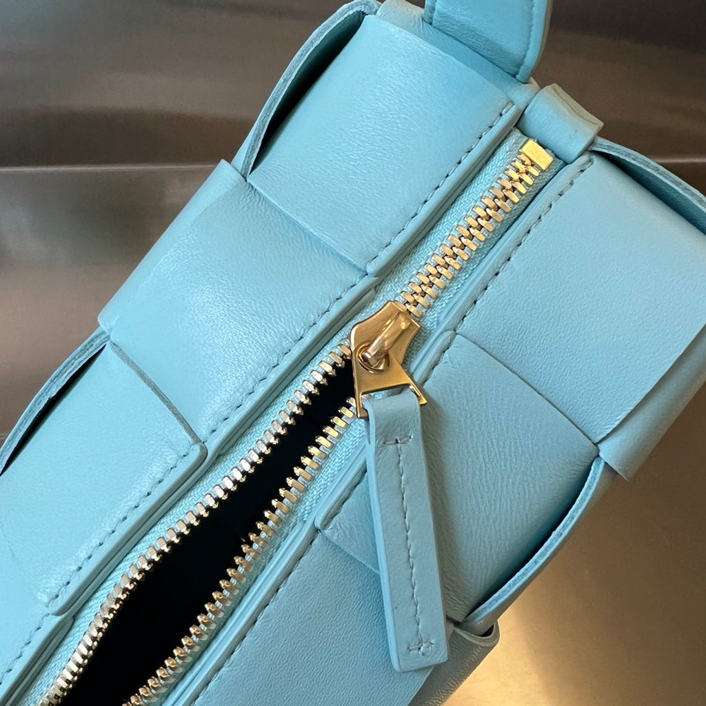 Bottega Veneta Brick Cassette 28 in Sky Blue Calfskin Bag
