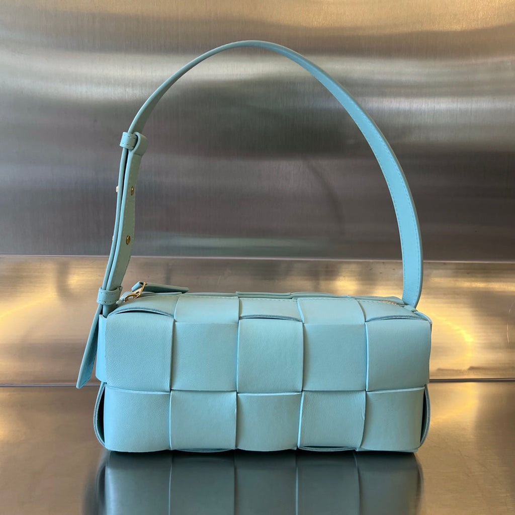 Bottega Veneta Brick Cassette 28 in Sky Blue Calfskin Bag