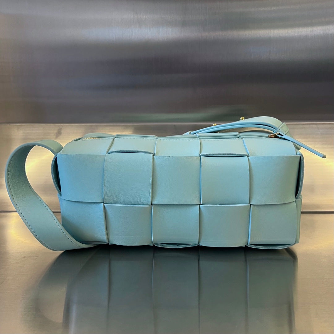 Bottega Veneta Brick Cassette 28 in Sky Blue Calfskin Bag