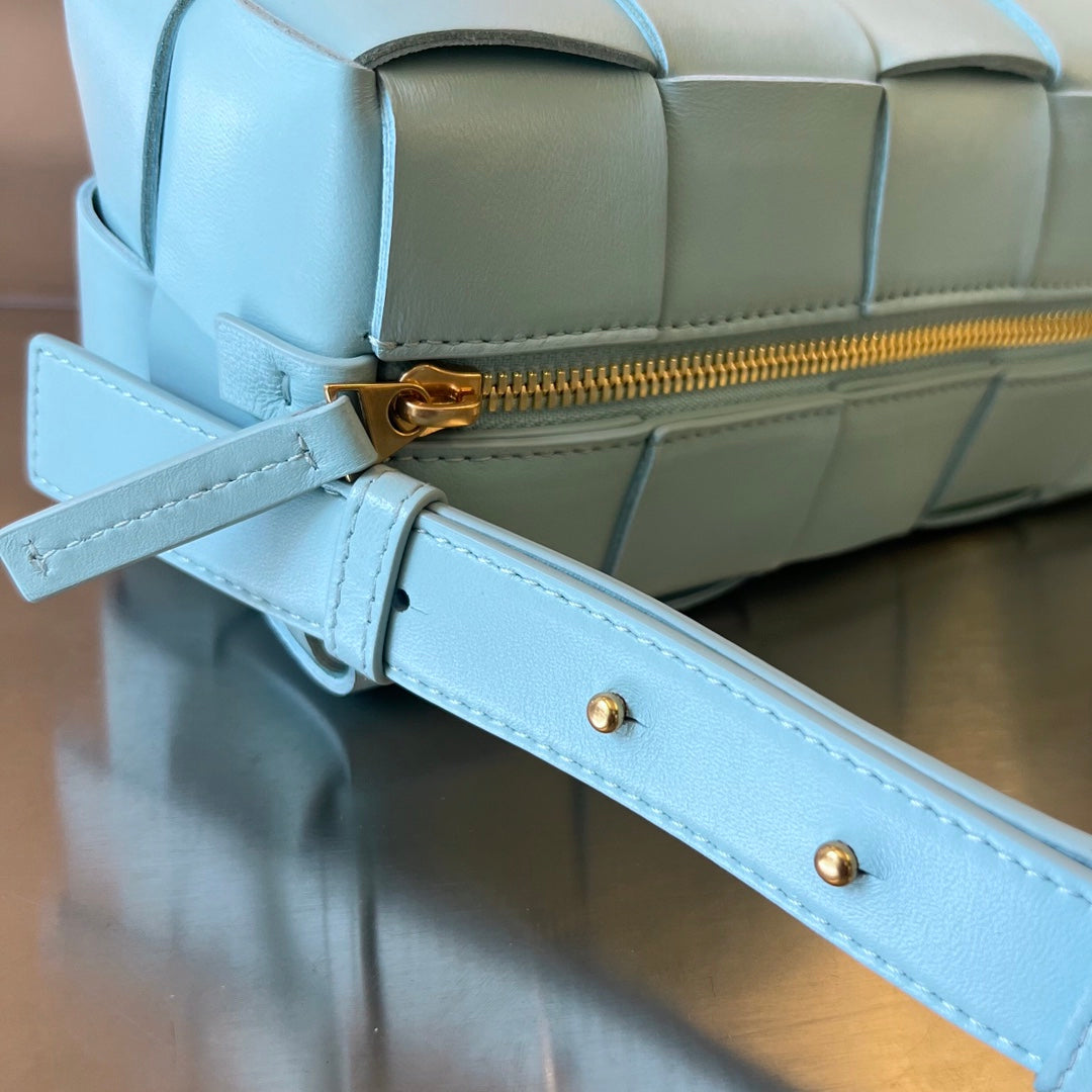 Bottega Veneta Brick Cassette 28 in Sky Blue Calfskin Bag