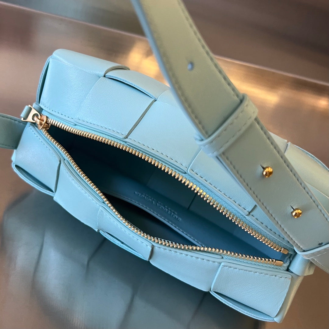 Bottega Veneta Brick Cassette 28 in Sky Blue Calfskin Bag