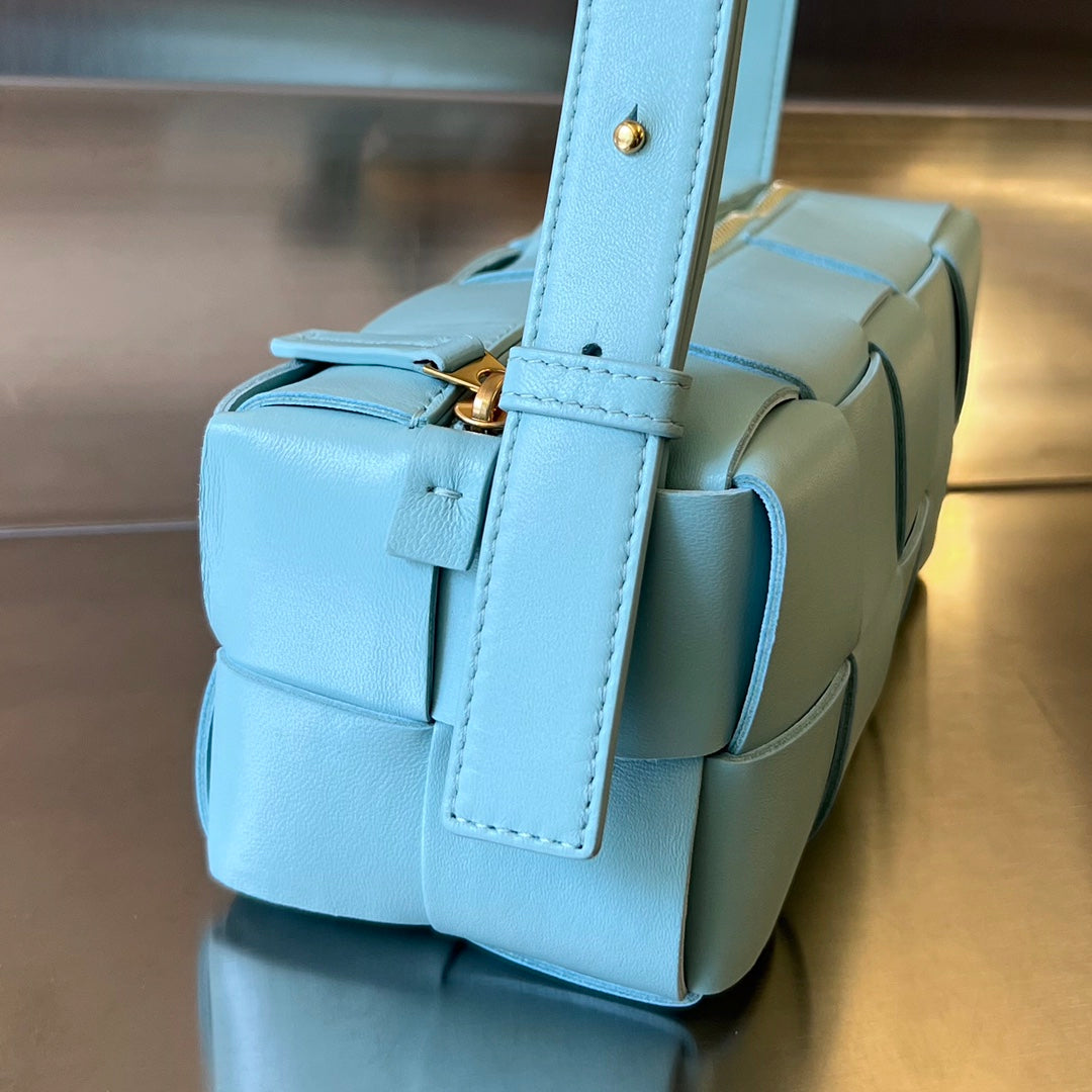 Bottega Veneta Brick Cassette 28 in Sky Blue Calfskin Bag