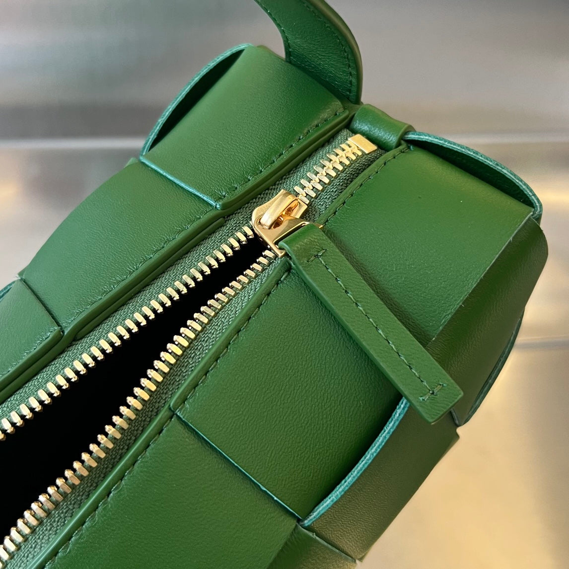 Bottega Veneta Brick Cassette 28 in Dark Green Calfskin Bag