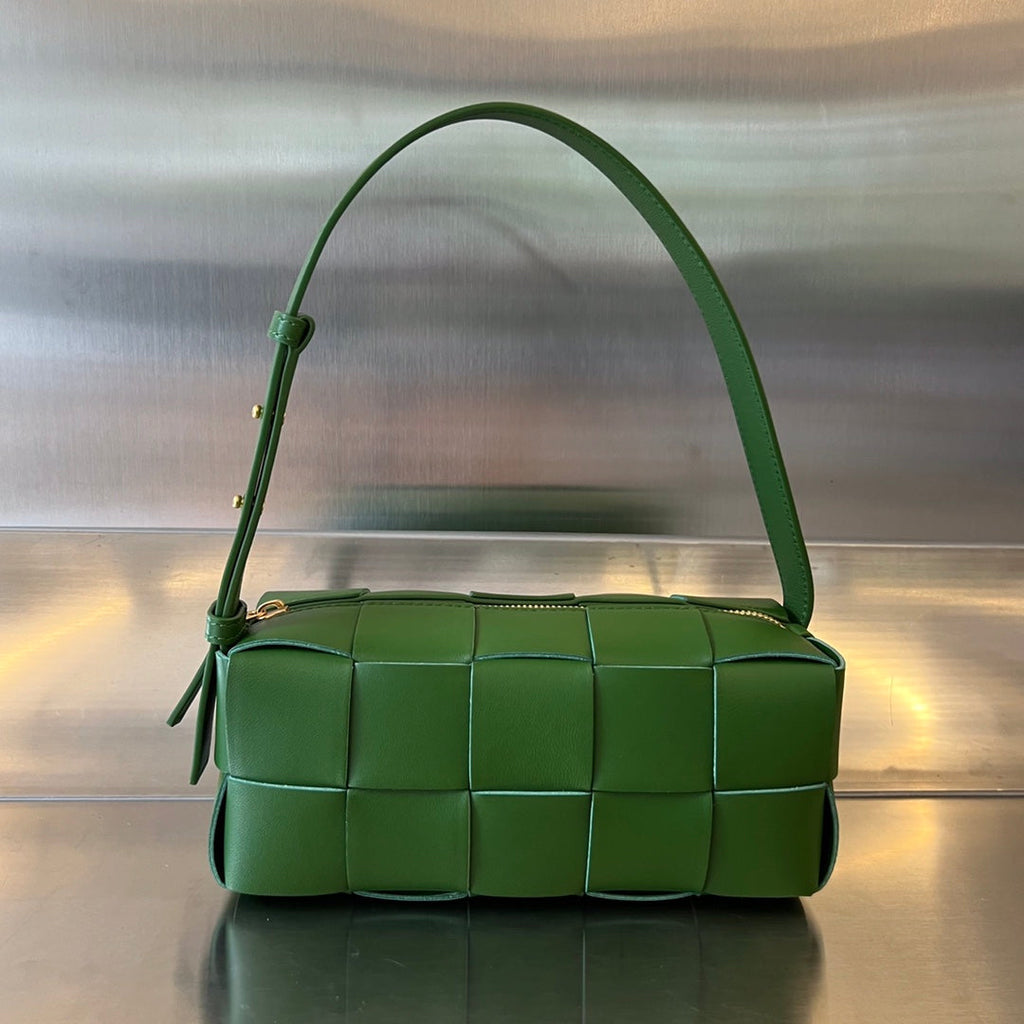 Bottega Veneta Brick Cassette 28 in Dark Green Calfskin Bag