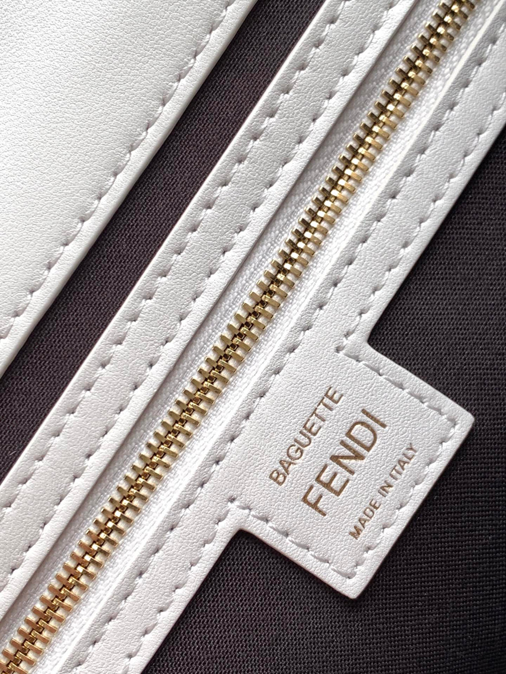 Fend Baguette 27 Bag with Ff Motif White Leather Ghw