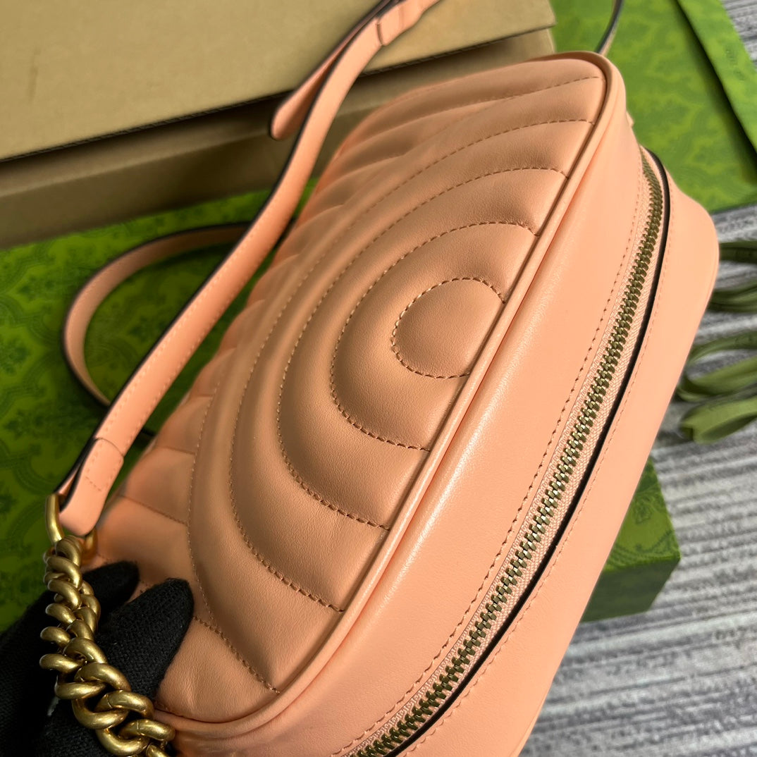 Gucci Marmont Small 24 Matelassé in Peach Pink Calfskin Bag