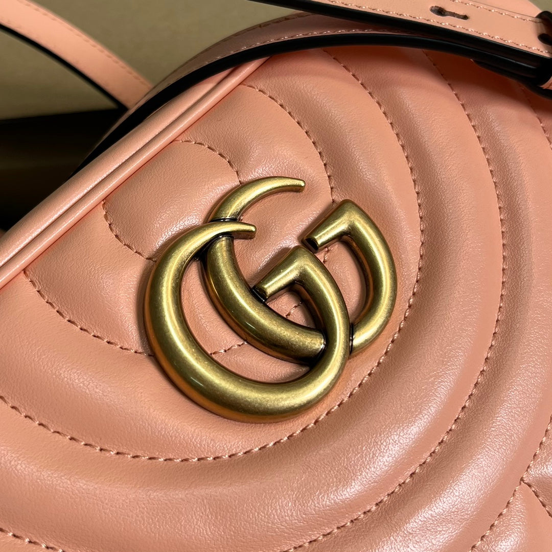 Gucci Marmont Small 24 Matelassé in Peach Pink Calfskin Bag