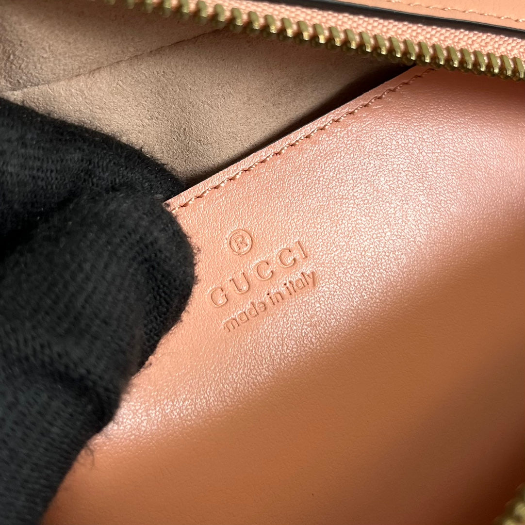 Gucci Marmont Small 24 Matelassé in Peach Pink Calfskin Bag