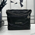 Chanel Large 42 Handbag in Black Calfskin Silver Hardware