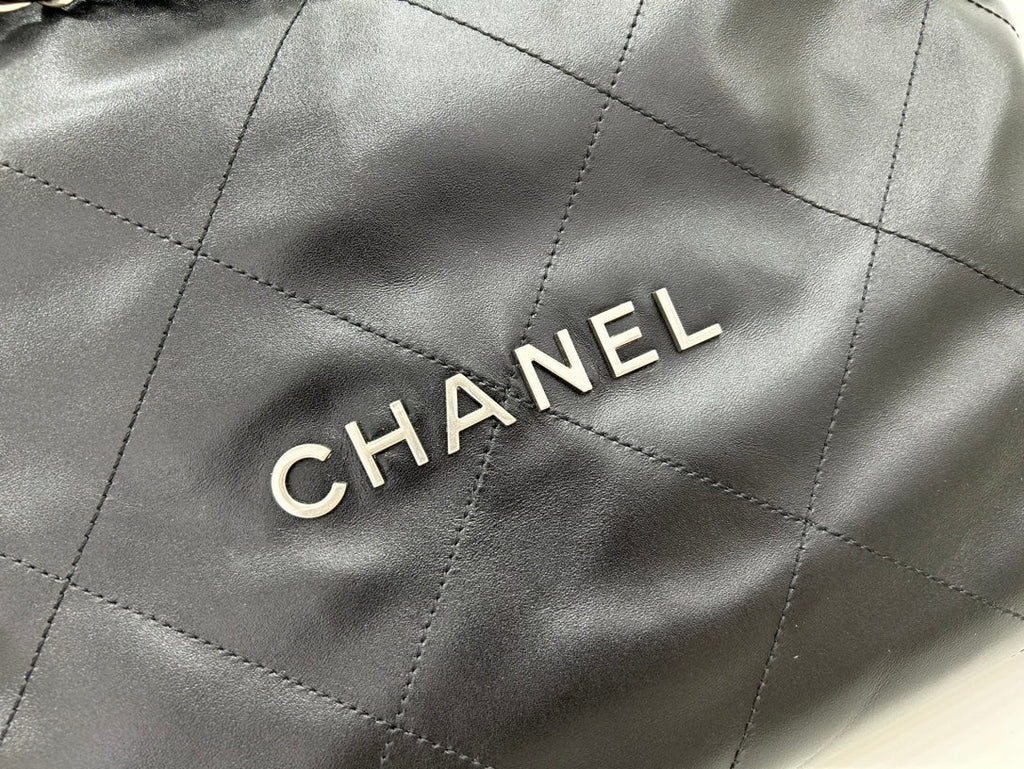 Chanel Large 42 Handbag in Black Calfskin Silver Hardware