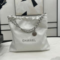 Chanel Large 42 Handbag in White Calfskin Silver Hardware