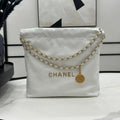 Chanel Medium 37 Handbag in White Calfskin Gold Hardware