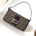 Fend Baguette 27 Shoulder Bag Brown Ff Jacquard Fabric Bag Shw