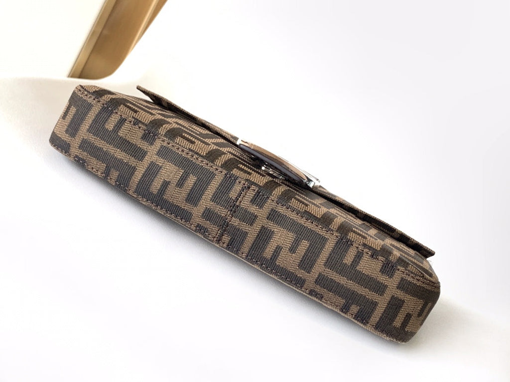 Fend Baguette 27 Shoulder Bag Brown Ff Jacquard Fabric Bag Shw