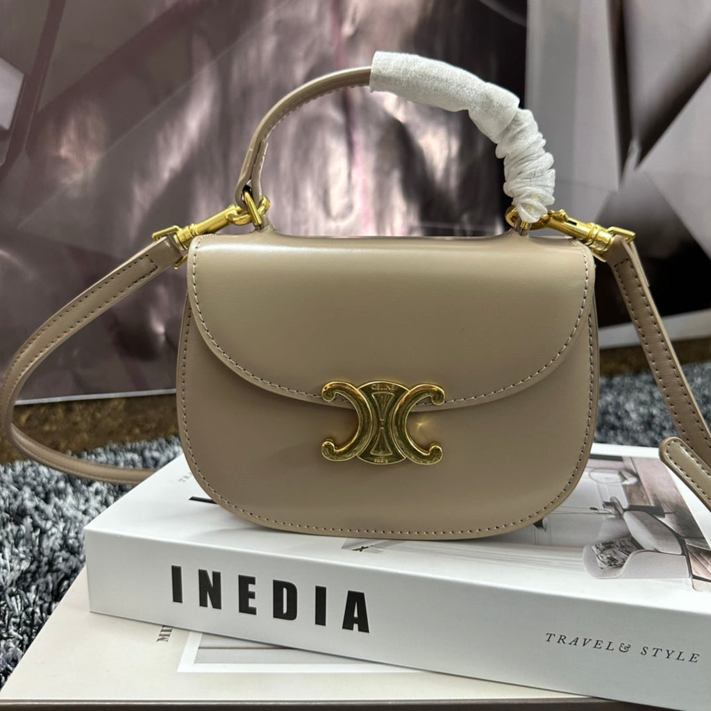 Celine Besace Triphome 17 Calfskin Beige Cream Bag