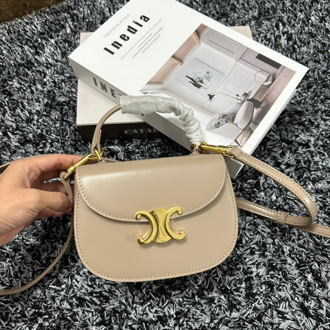 Celine Besace Triphome 17 Calfskin Beige Cream Bag