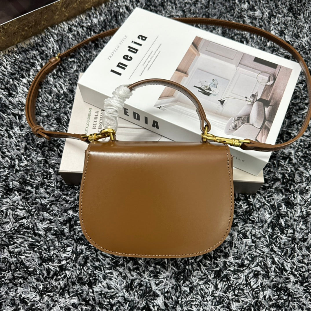 Celine Besace Triphome 17 Calfskin Caramel Brown Bag