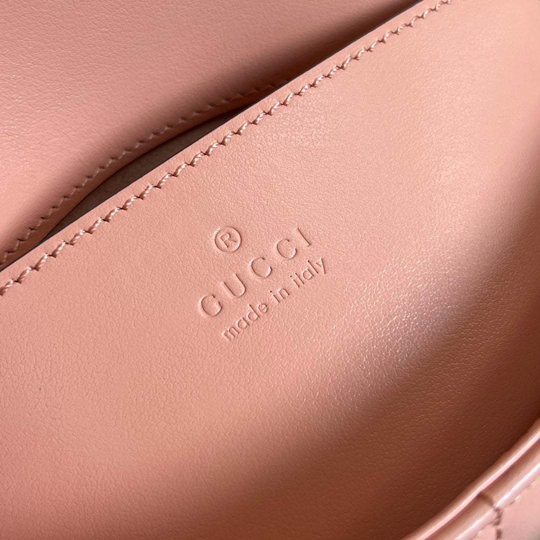 Gucci Marmont Mini 21 Classic Bag in Peach Pink Calfskin