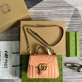 Gucci Marmont Mini 21 Classic Bag in Peach Pink Calfskin