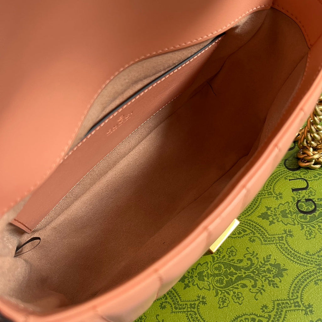 Gucci Marmont Mini 21 Classic Bag in Peach Pink Calfskin