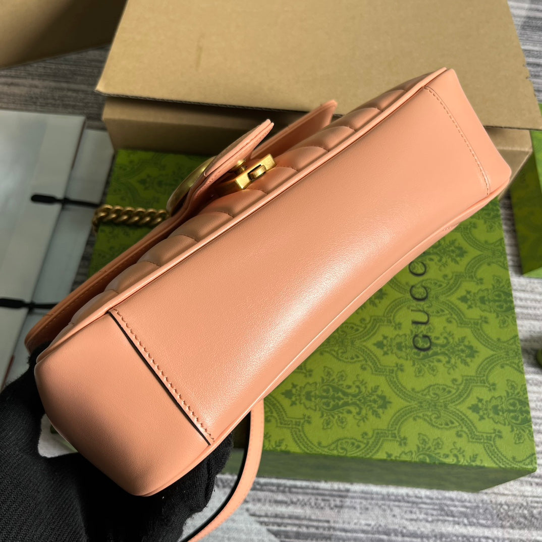 Gucci Marmont 26 Classic Bag in Peach Pink Calfskin
