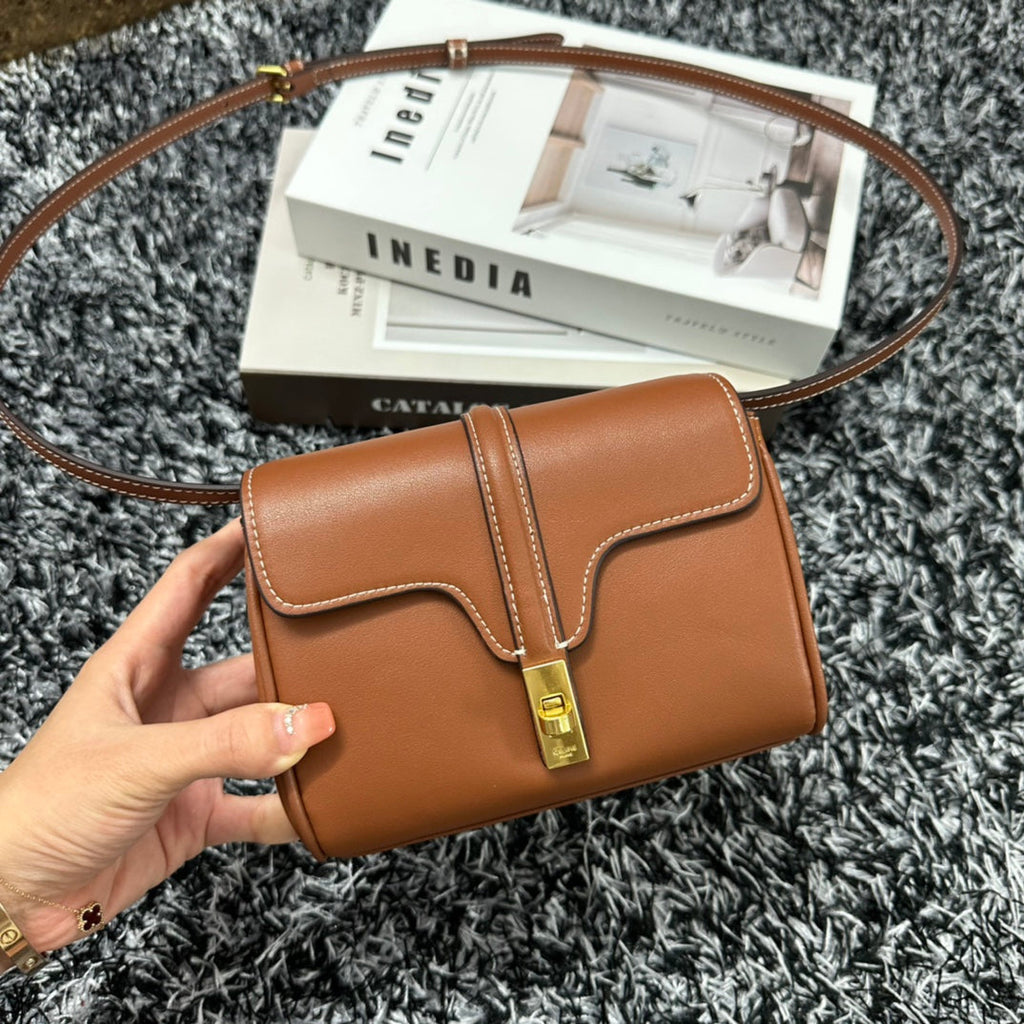 Celine Classic Mini 18 Cinnamon Brown Calfskin Bag