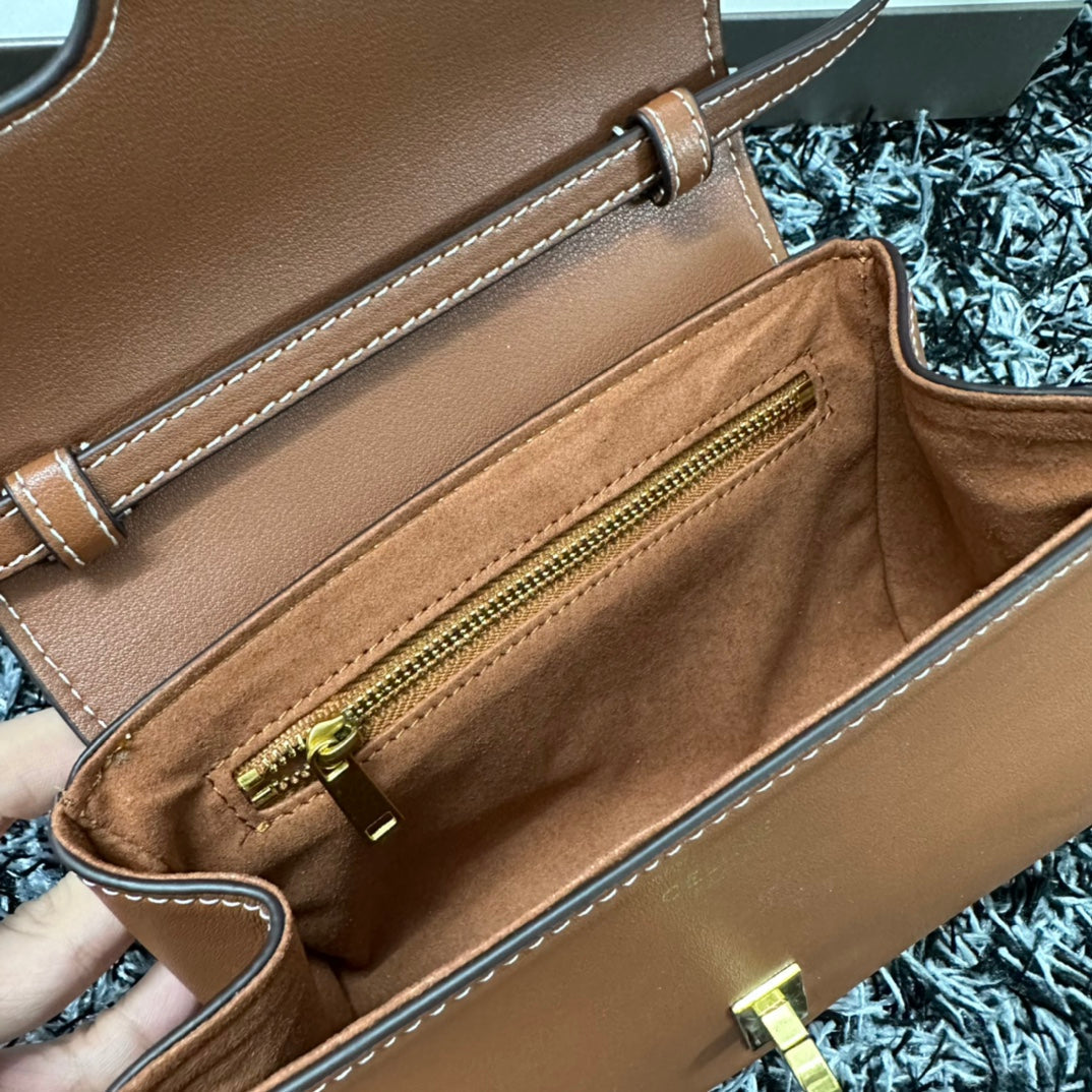 Celine Classic Mini 18 Cinnamon Brown Calfskin Bag