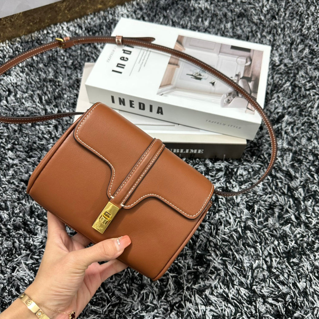 Celine Classic Mini 18 Cinnamon Brown Calfskin Bag