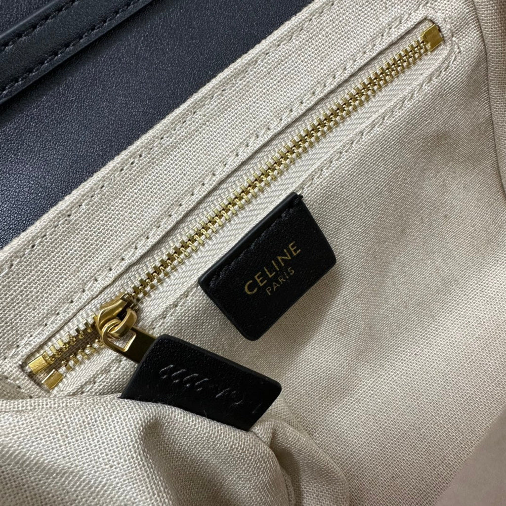 Celine Classic Mini 18 White Black Calfskin Bag