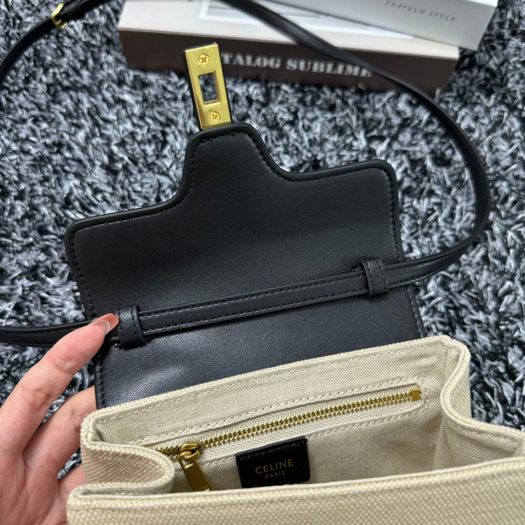 Celine Classic Mini 18 White Black Calfskin Bag