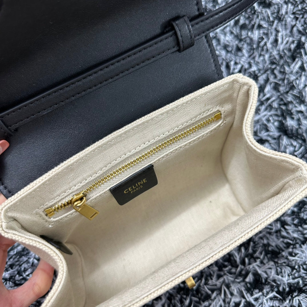 Celine Classic Mini 18 White Black Calfskin Bag