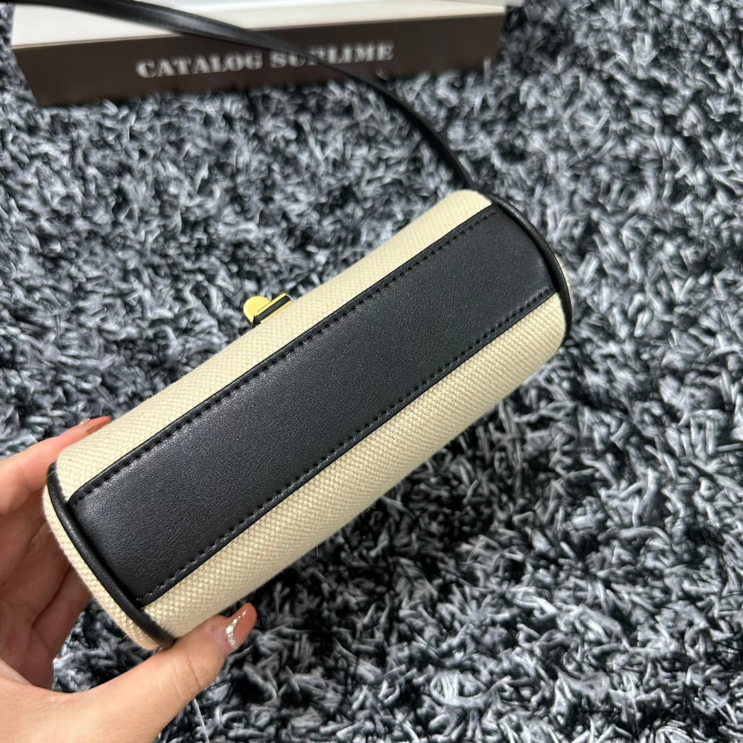 Celine Classic Mini 18 White Black Calfskin Bag