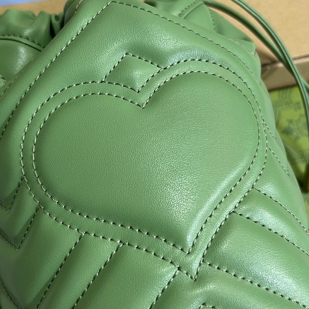 Gucci Marmont 17 Bucket Bag in Light Green Calfskin